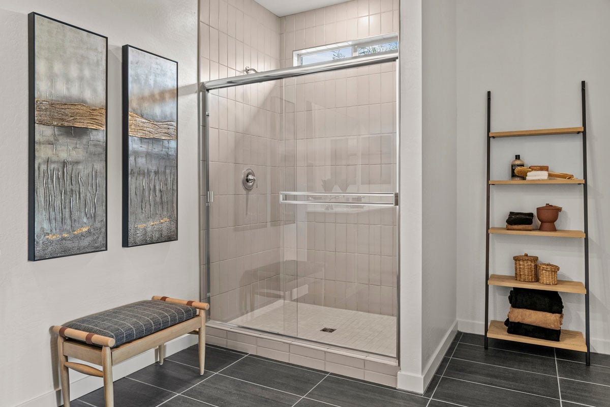 Walk-in shower at primary bath