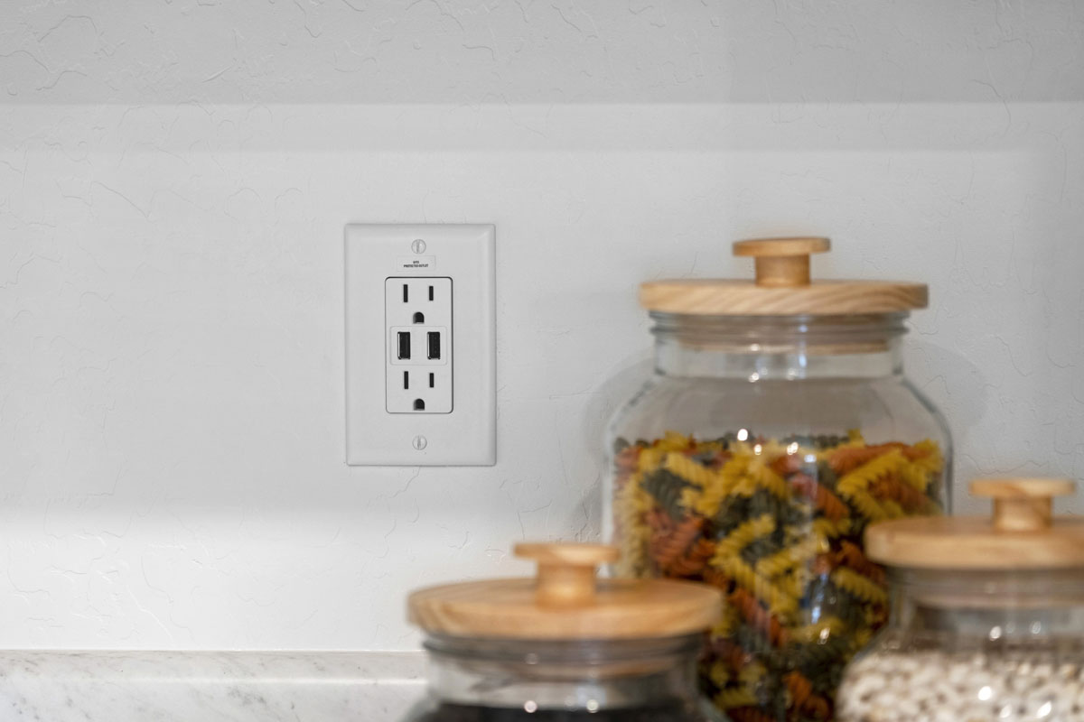 Kitchen USB charging receptacle