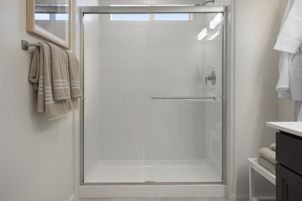 Walk-in shower at primary bath 