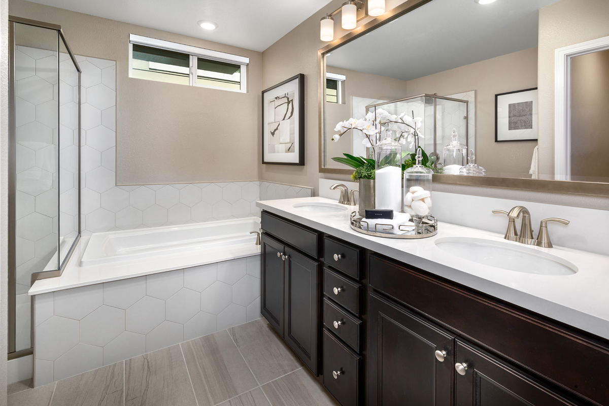 Tub and separate shower at primary bath