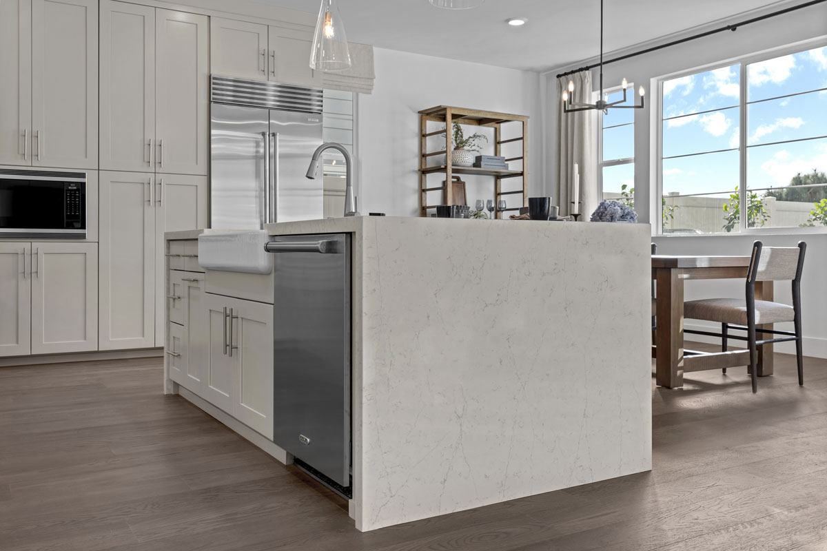 Waterfall island countertop