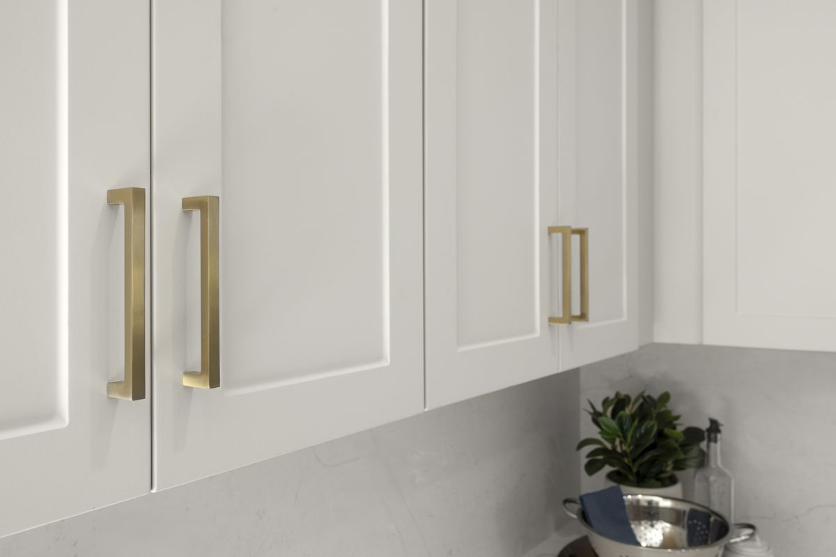 Optional brushed bronze cabinet pulls