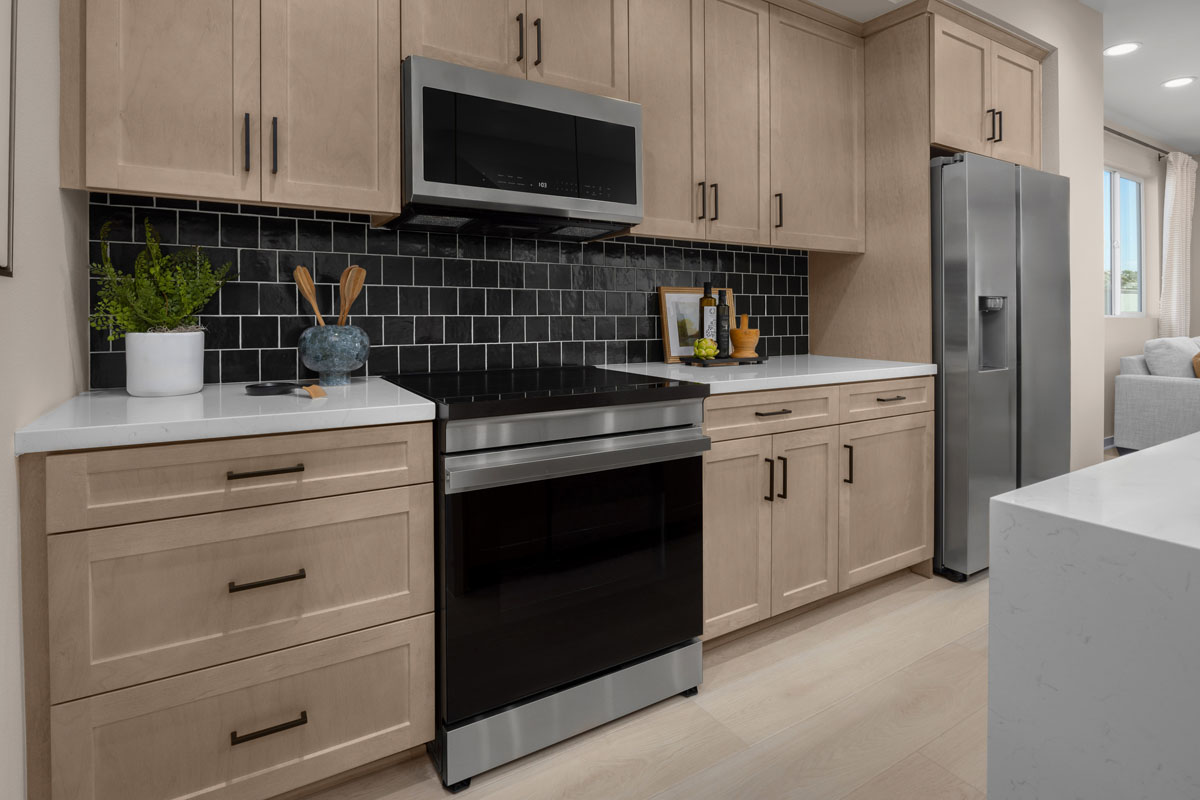 Optional Shaker-style maple cabinets
