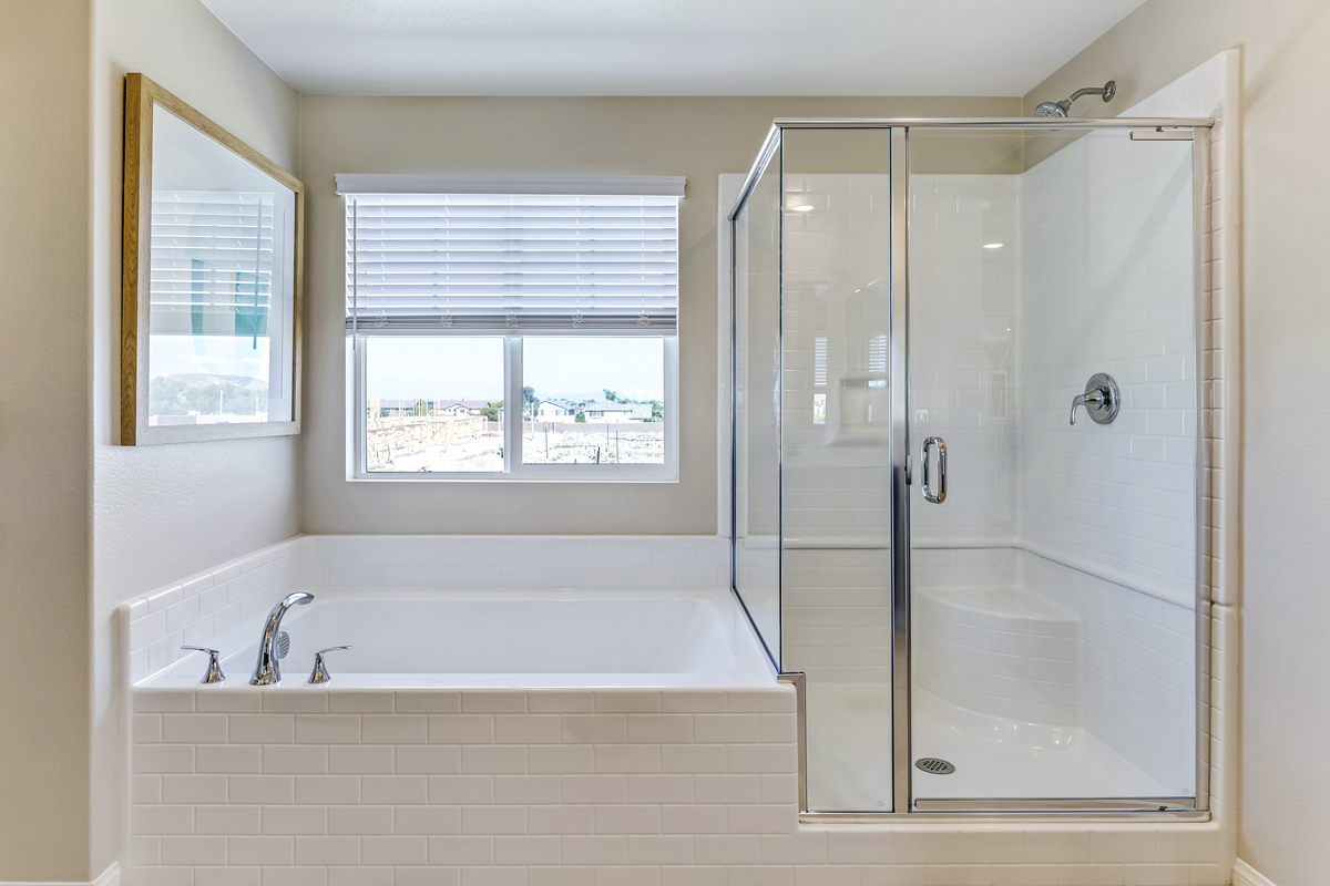 Optional tub and separate walk-in shower at primary bath