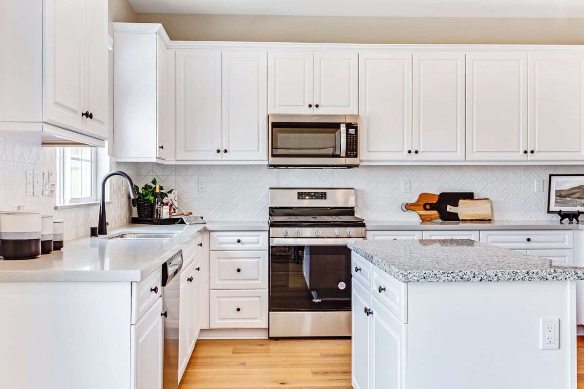 White thermofoil cabinets