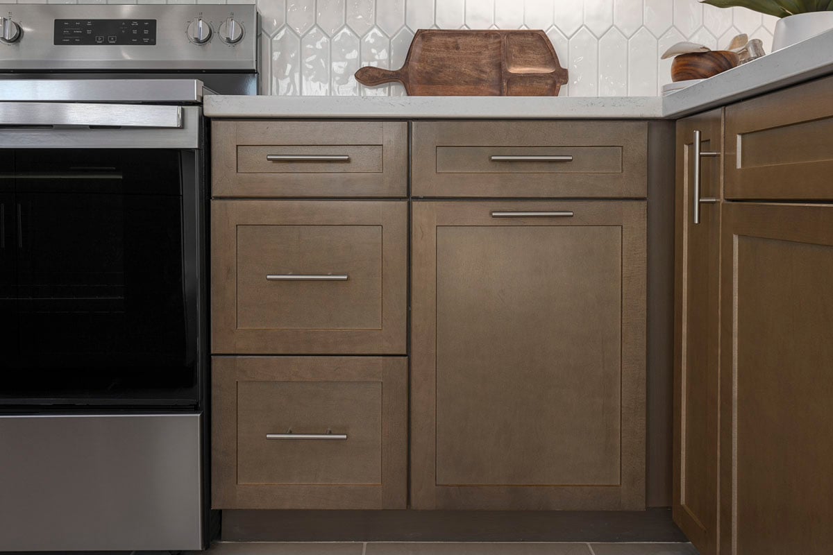 Optional Shaker-style maple cabinets