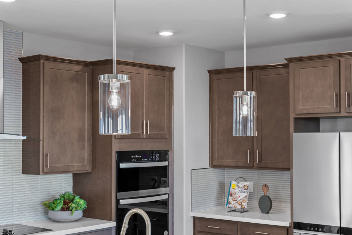 Pendant lighting over kitchen island