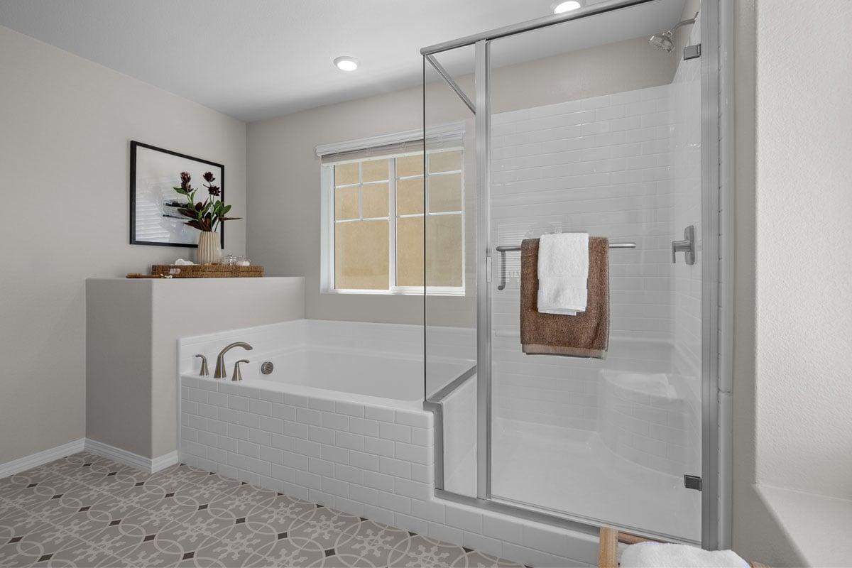 Optional tub and separate shower at primary bath