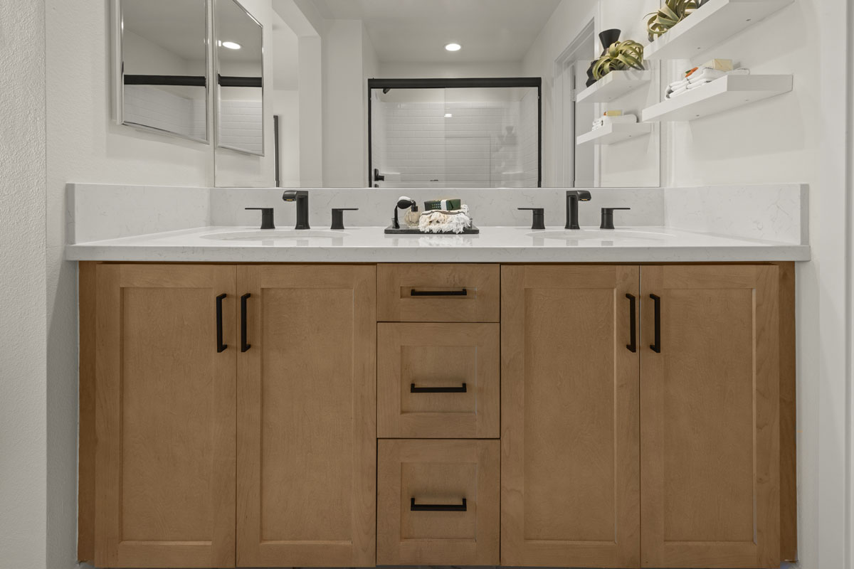 Optional Shaker-style maple cabinets