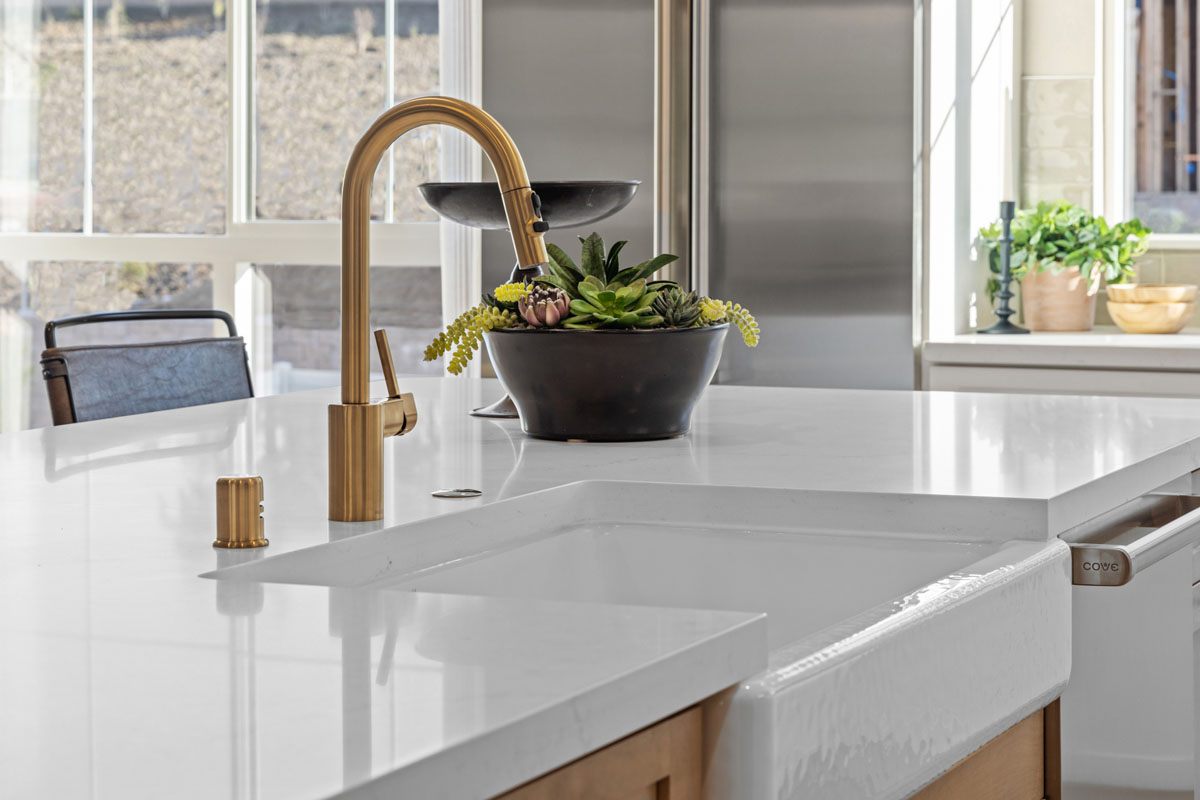Optional apron-front kitchen sink