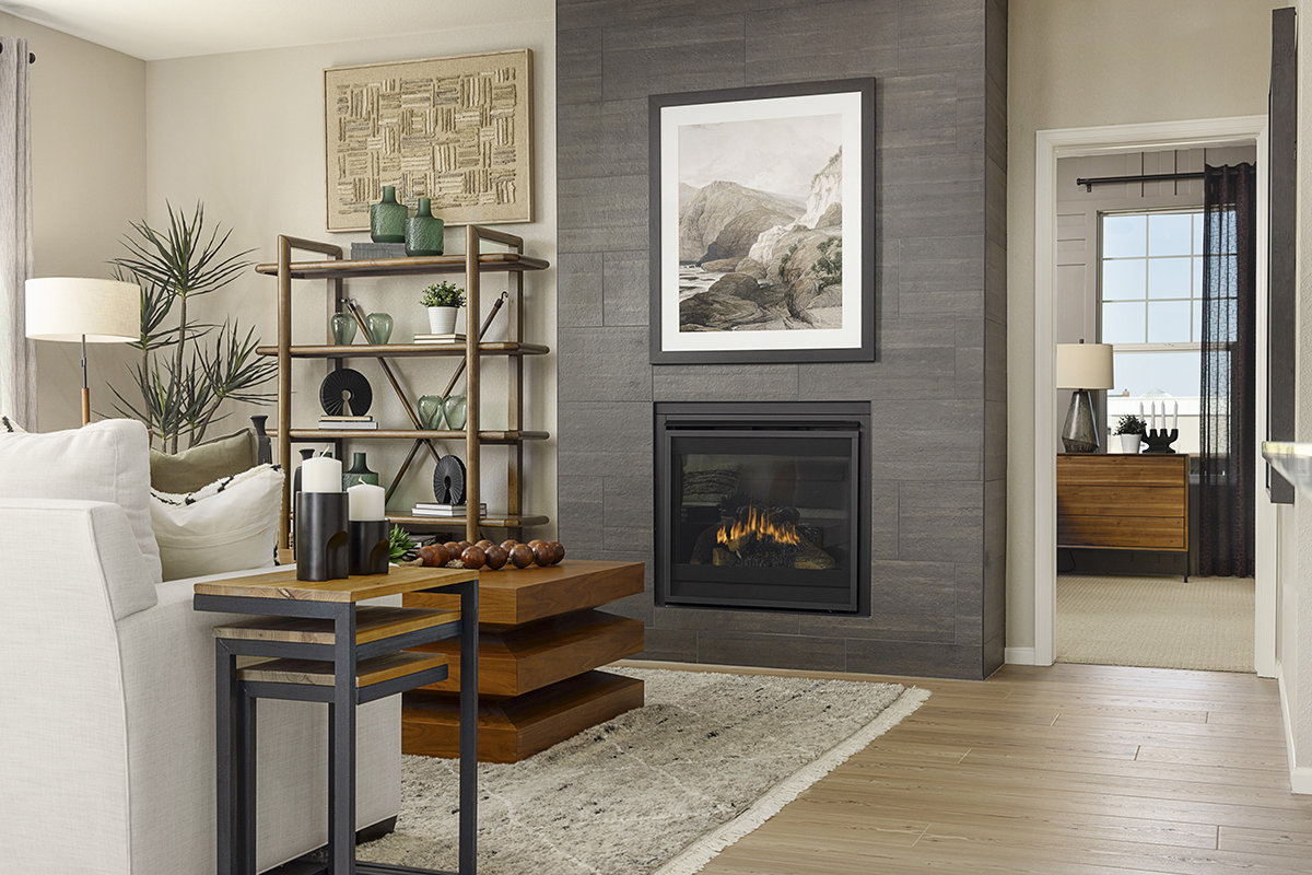 Gas fireplace at great room