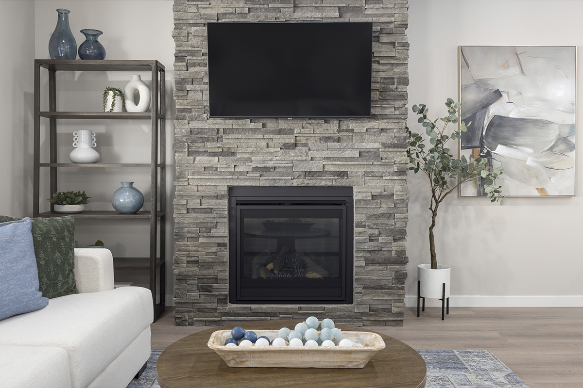 Gas fireplace at great room