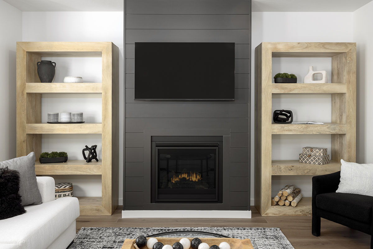 Gas fireplace at great room