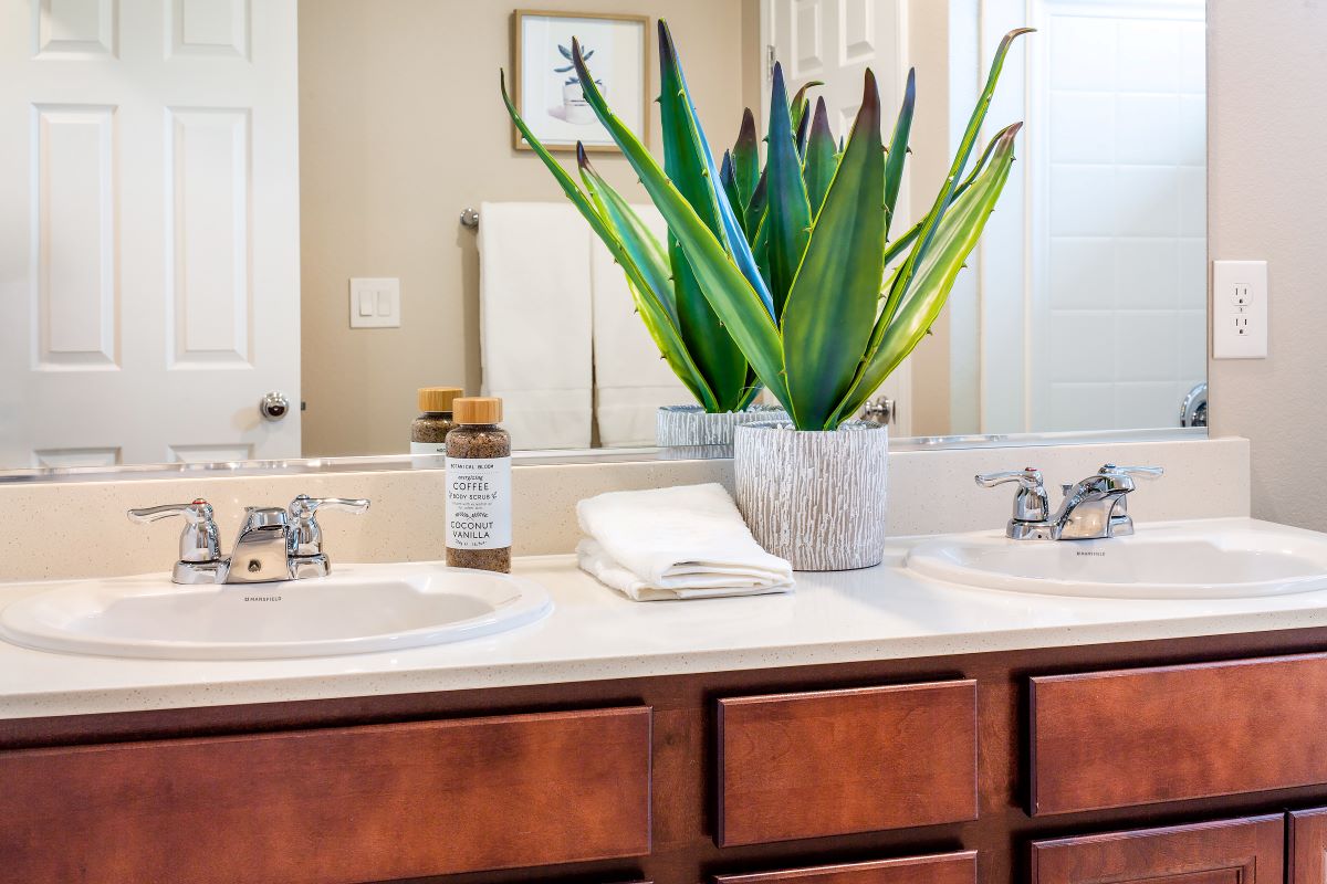 Dual-sink vanity at primary bath 