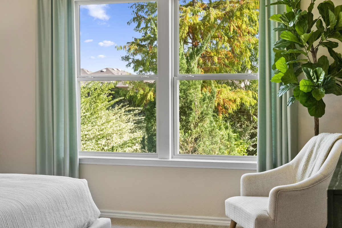 Bedroom overlooking outside window