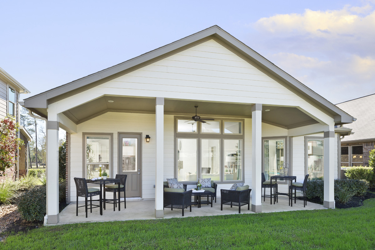 KB model home rear exterior in Tomball, TX