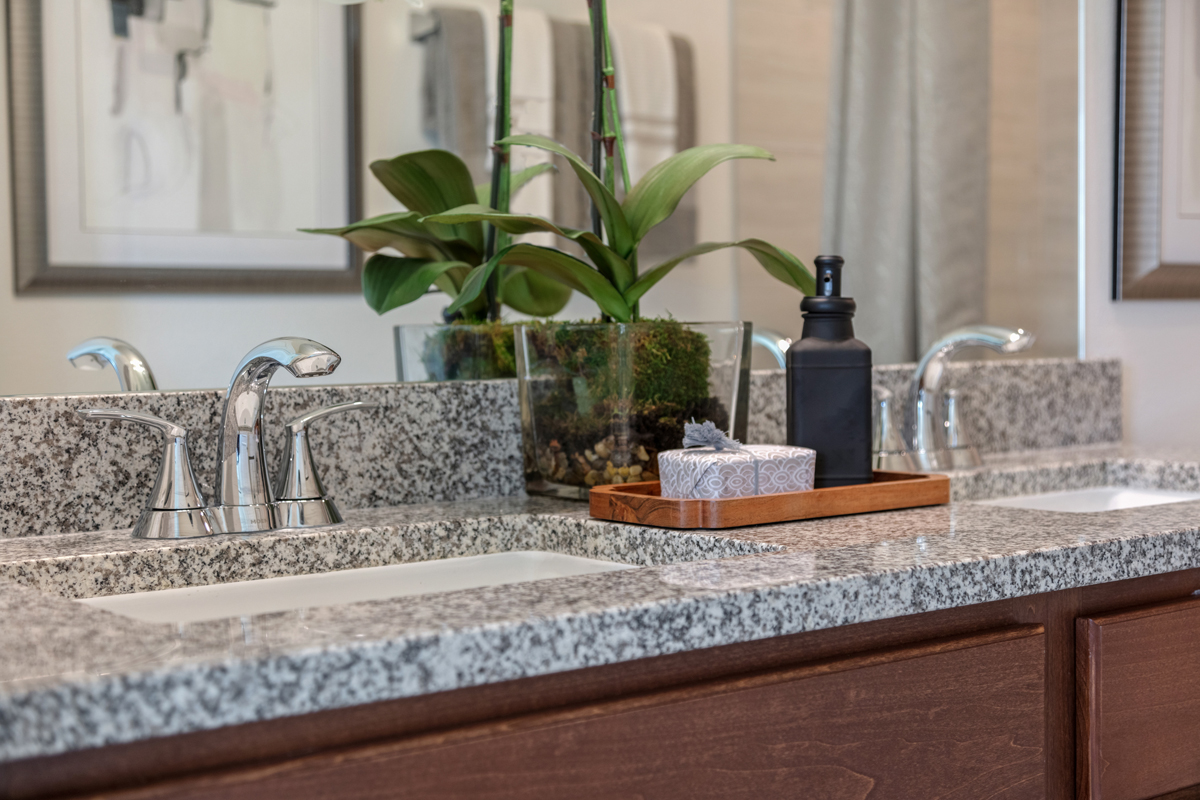 Dual-sink vanity at primary bath