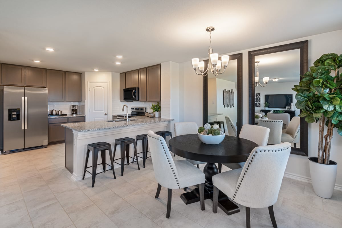 Dining room and kitchen