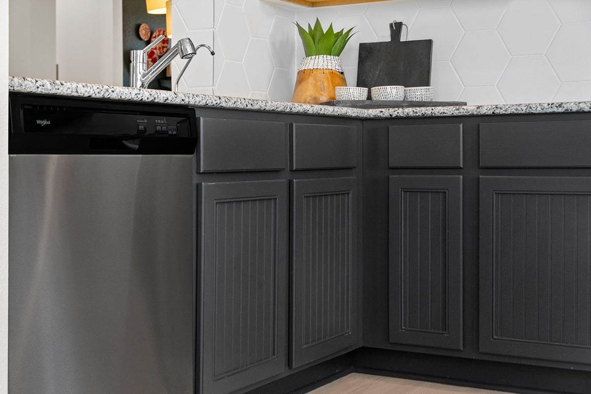 Beadboard style kitchen cabinets