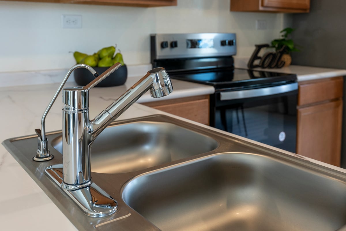 Dual-compartment stainless steel sink