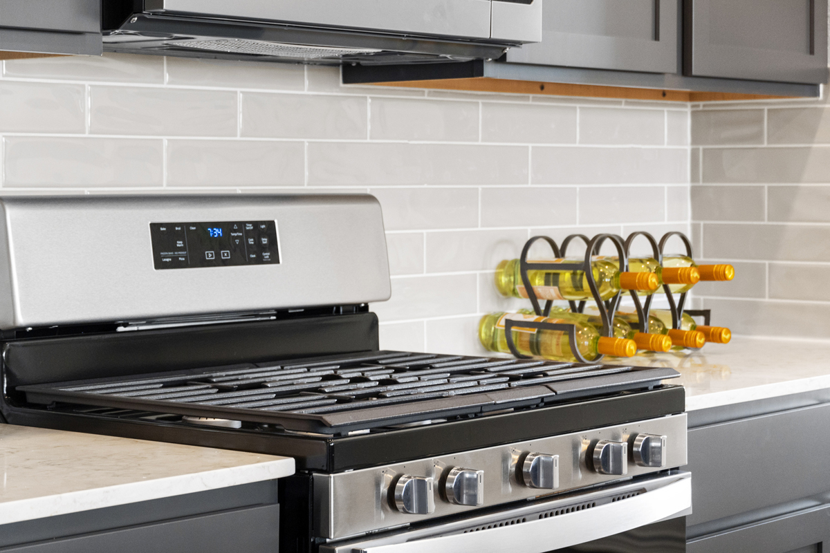 Stainless-steel range at kitchen