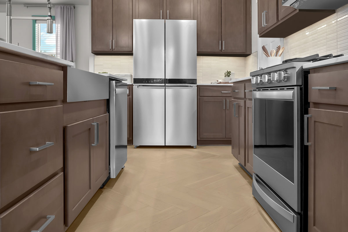 Stainless steel kitchen appliances