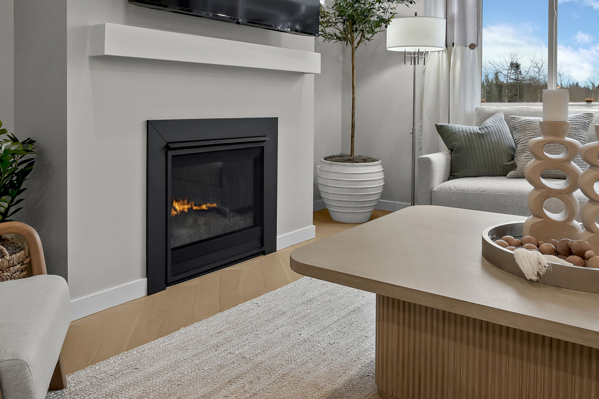 Gas fireplace at great room