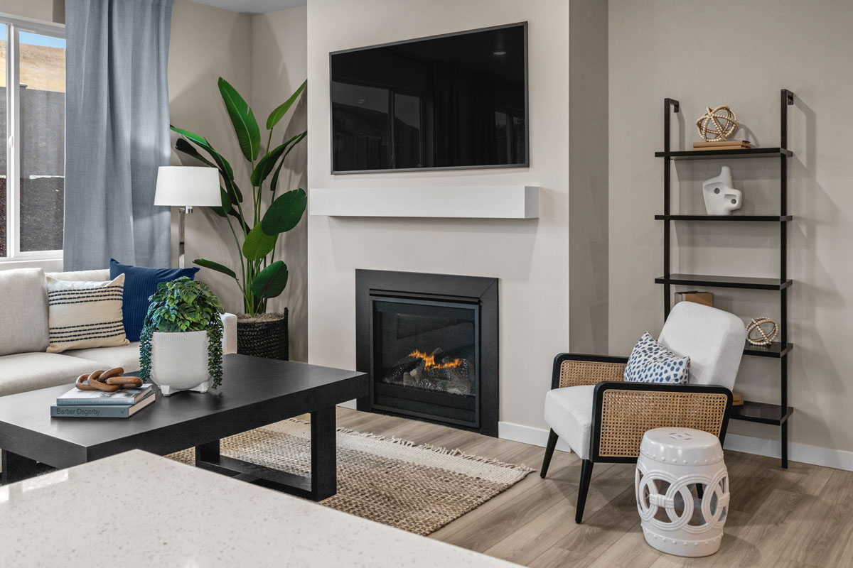 Gas fireplace at great room