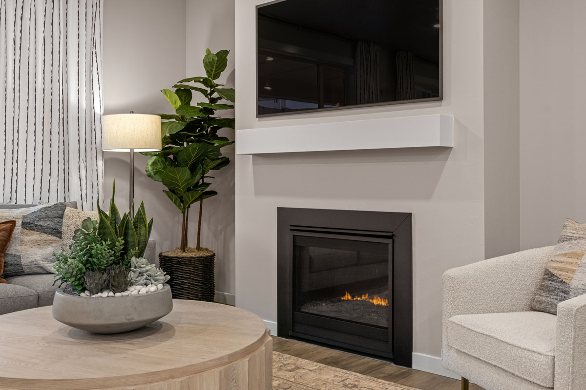 Gas fireplace at great room