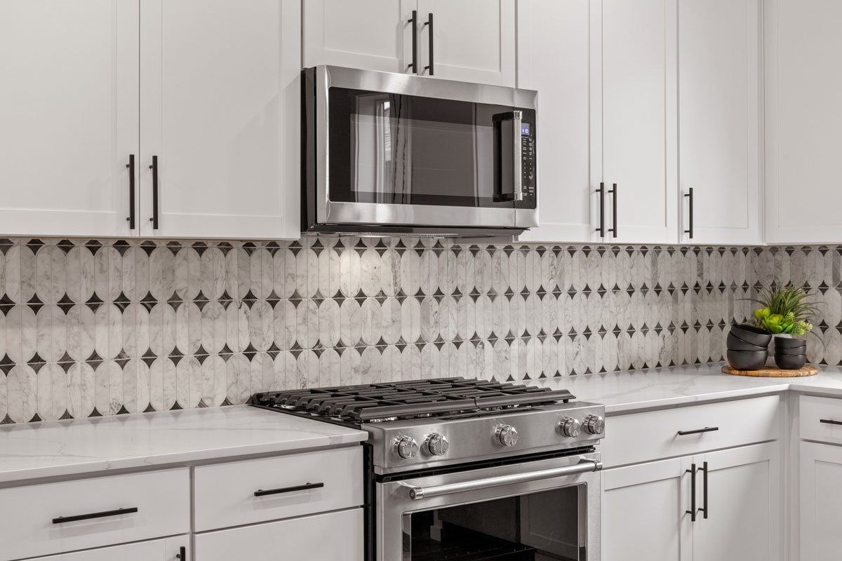 Full-height tile backsplash