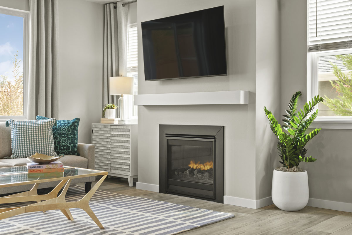 Gas fireplace at great room