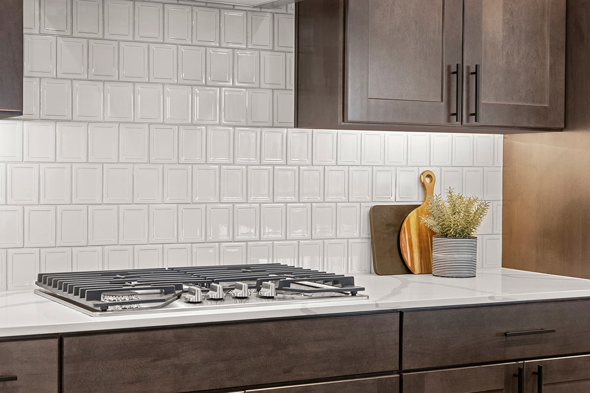 Full-height tile backsplash