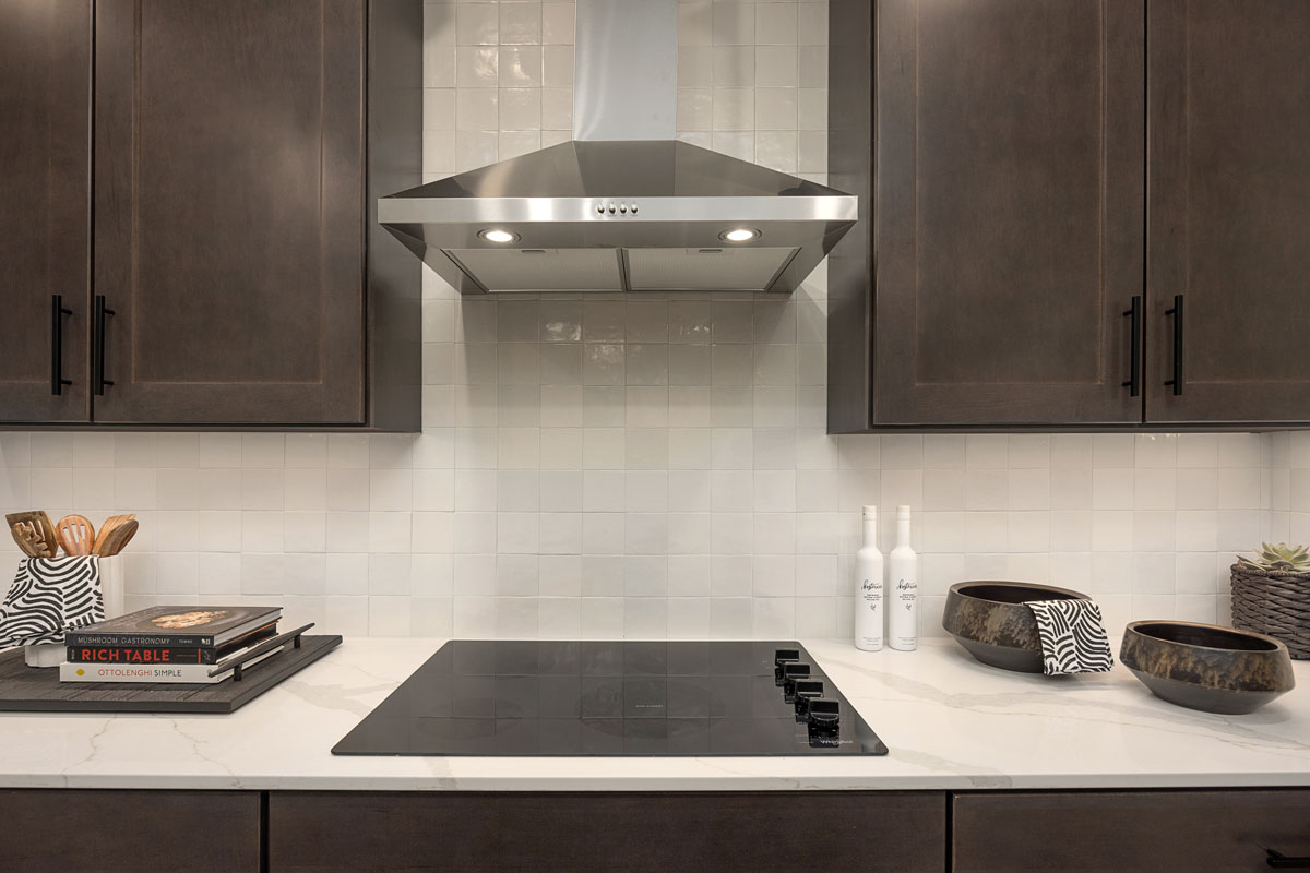 Full-height tile backsplash